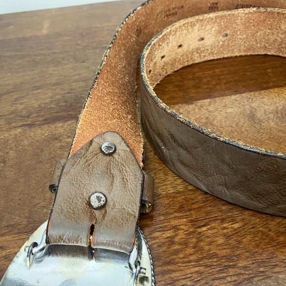 Montana SilverSmiths Cowboy/Cowgirl Initial Oval Silver Belt Buckle Leather Belt - Picture 6 of 14